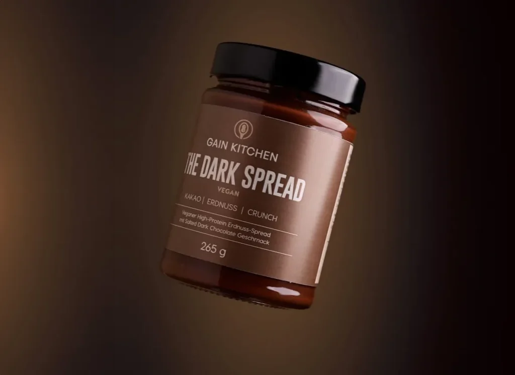 Food-Videografie von SOCIALFOOD – stilvolle Darstellung eines veganen High-Protein Erdnuss-Spreads im modernen Look